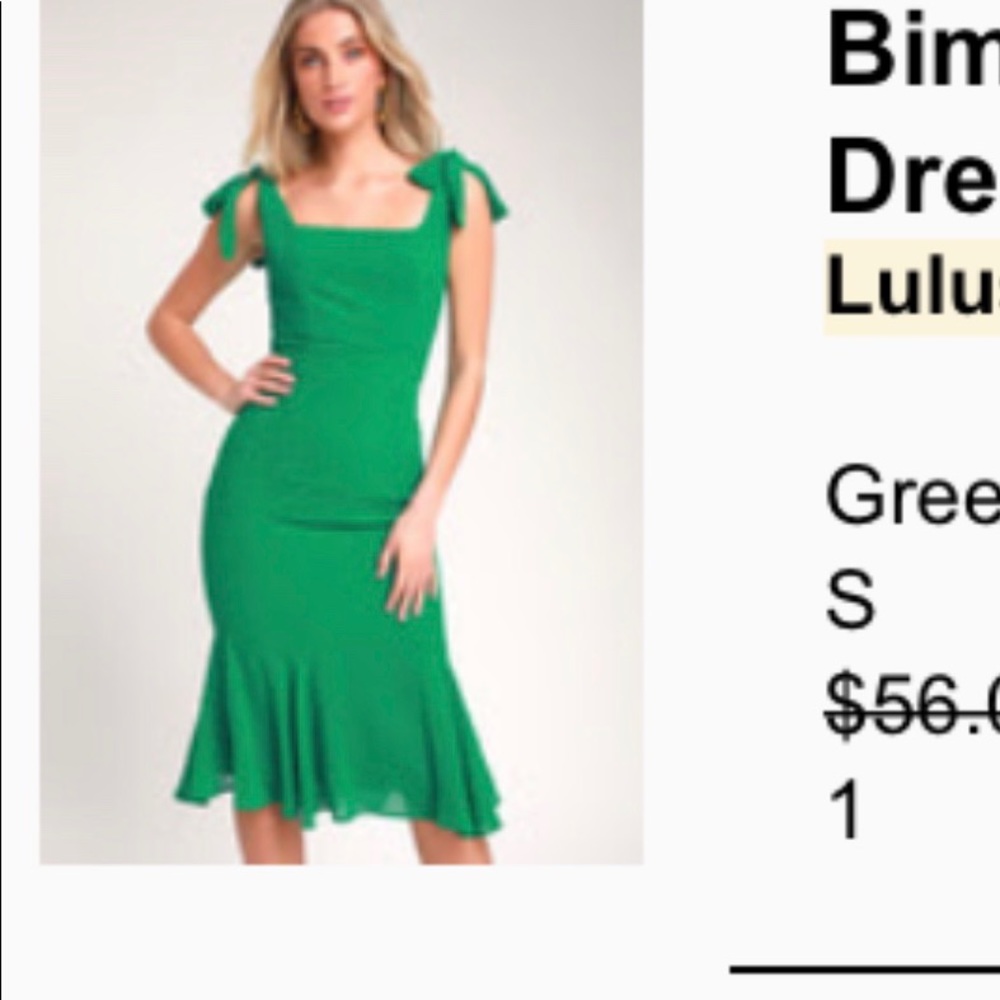 Bimini Green Swiss dot tie -strap midi dress